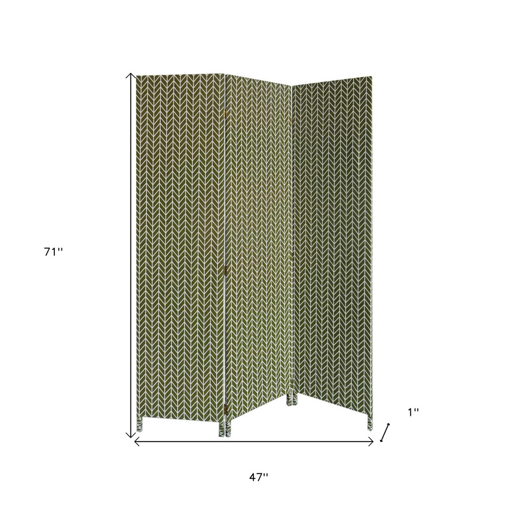 Blue and Beige Fabric Folding Three Panel Screen Room Divider By Homeroots | Room Dividers | Modishstore - 3