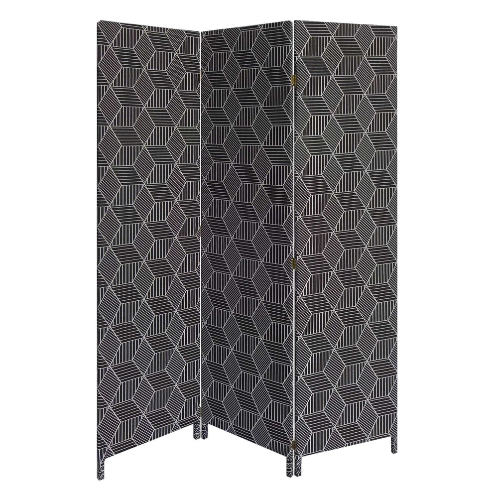 Green Fabric Folding Three Panel Screen Room Divider By Homeroots | Room Dividers | Modishstore - 6