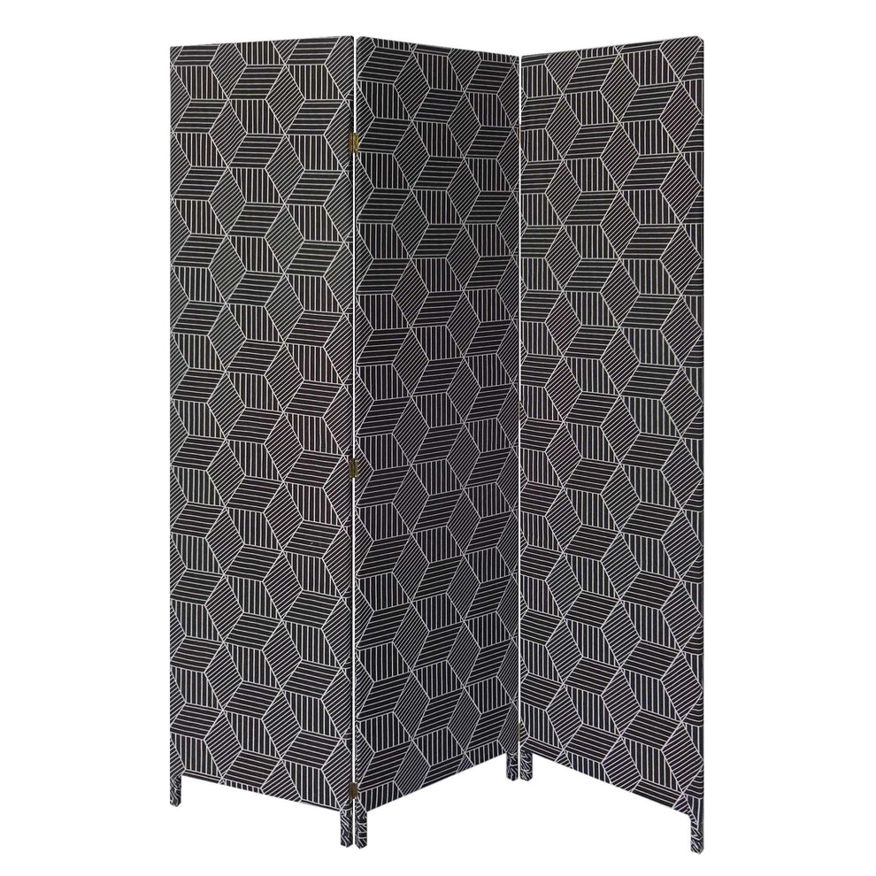 Green Fabric Folding Three Panel Screen Room Divider By Homeroots | Room Dividers | Modishstore - 5