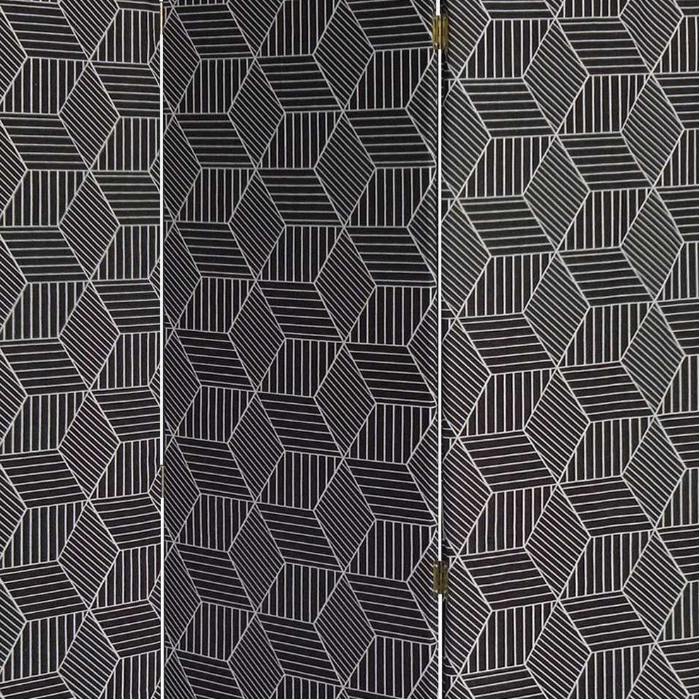 Green Fabric Folding Three Panel Screen Room Divider By Homeroots | Room Dividers | Modishstore - 3