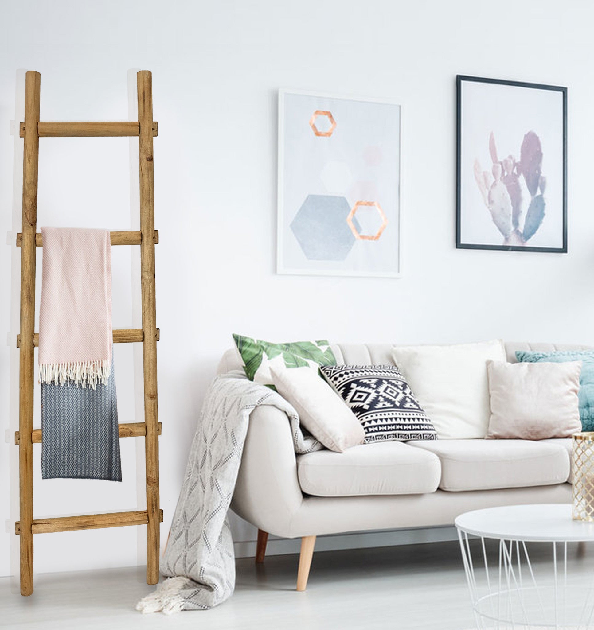 Brown Decorative Ladder Shelve By Homeroots | Wall Decor | Modishstore - 7