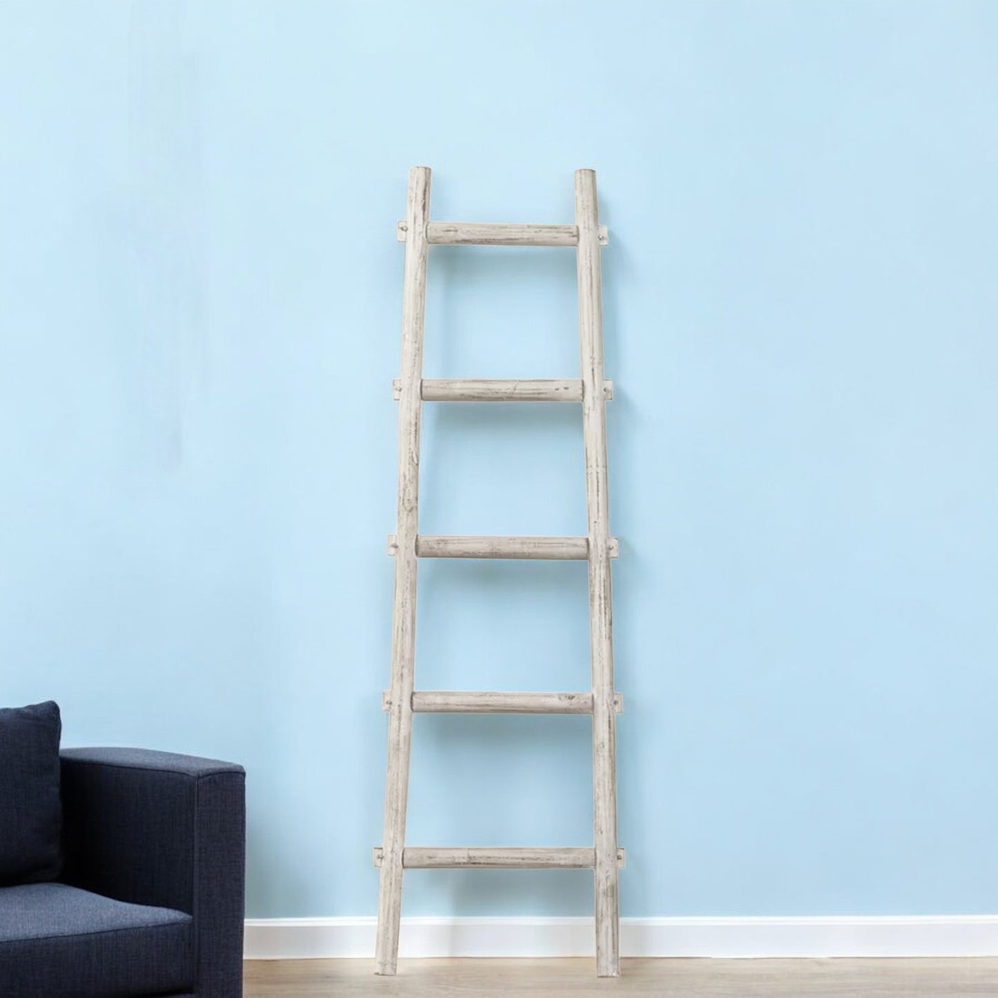 White Decorative Ladder Shelve By Homeroots | Wall Decor | Modishstore - 1
