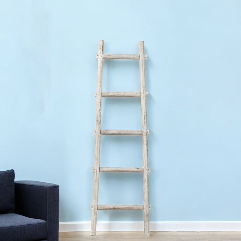 White Decorative Ladder Shelve By Homeroots | Wall Decor | Modishstore - 1