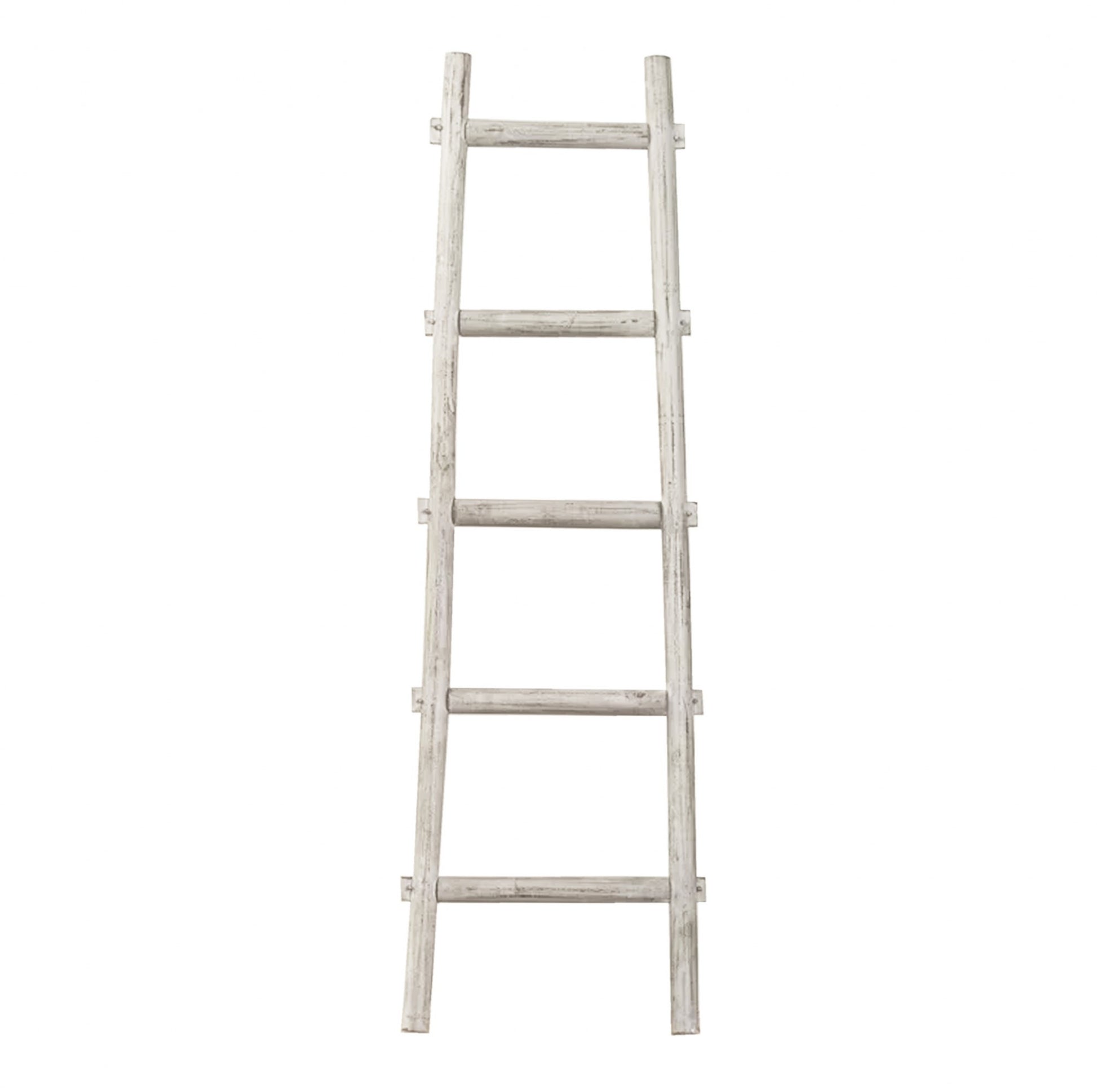 White Decorative Ladder Shelve By Homeroots | Wall Decor | Modishstore - 2