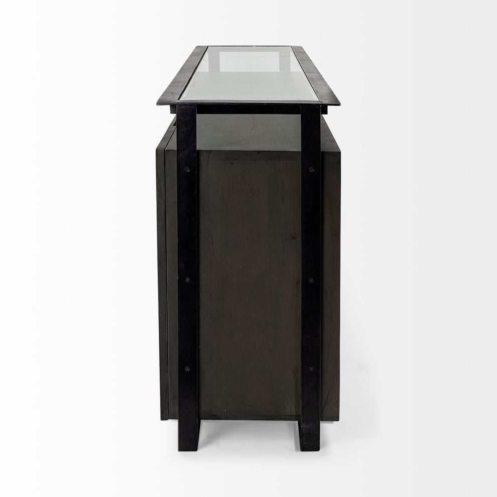 Black And Gray Solid Wood Sideboard By Homeroots | Sideboards | Modishstore - 3