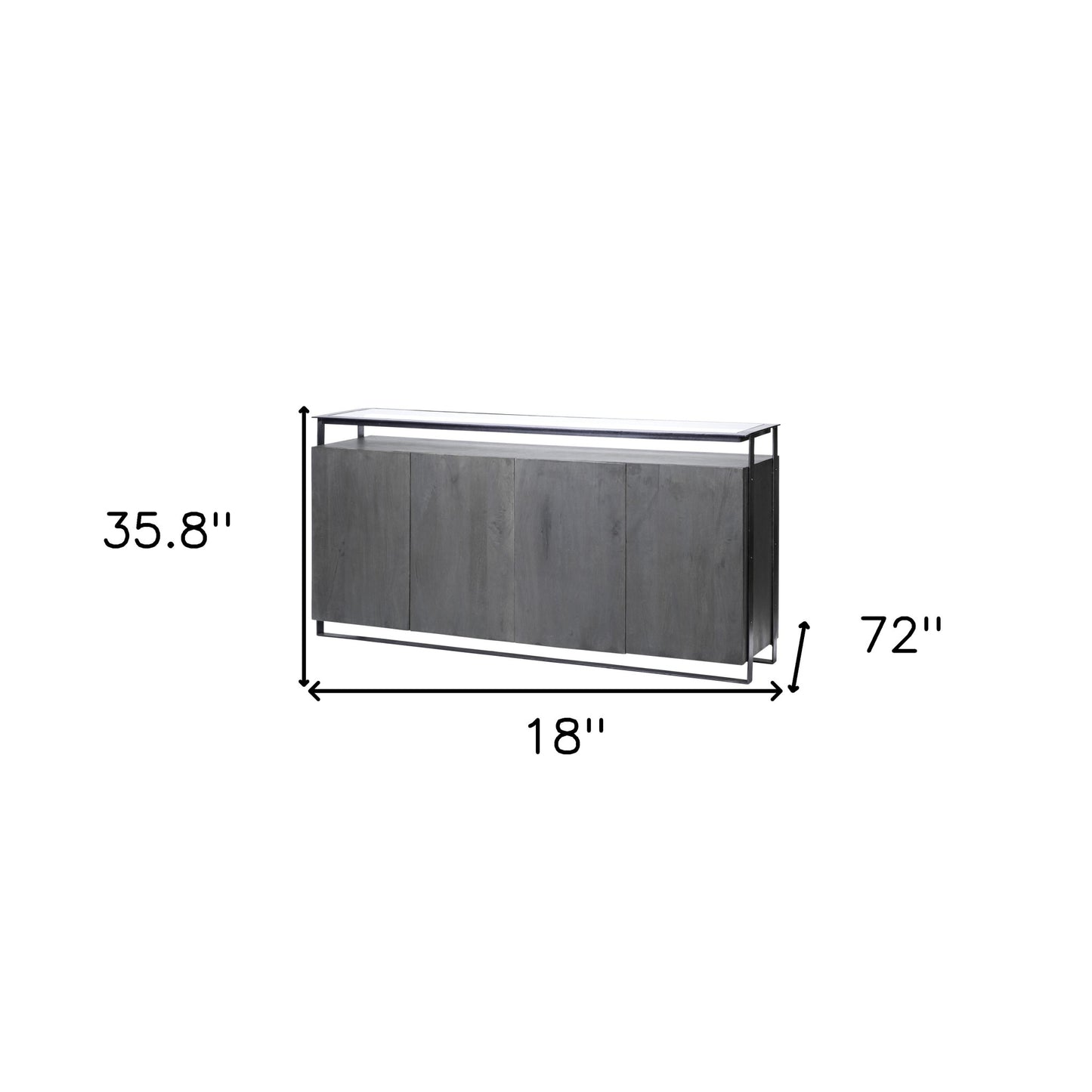 Black And Gray Solid Wood Sideboard By Homeroots | Sideboards | Modishstore - 7