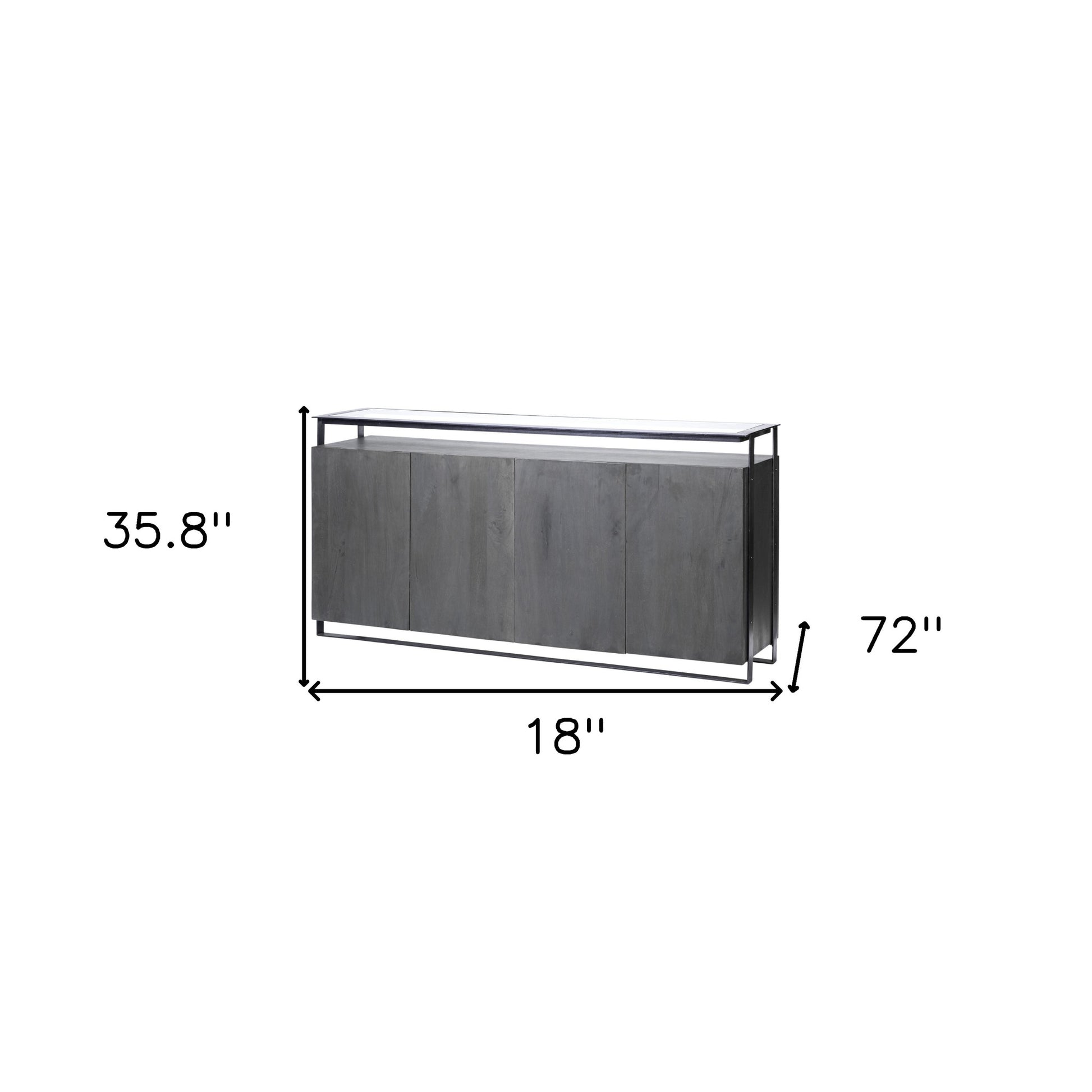 Black And Gray Solid Wood Sideboard By Homeroots | Sideboards | Modishstore - 7