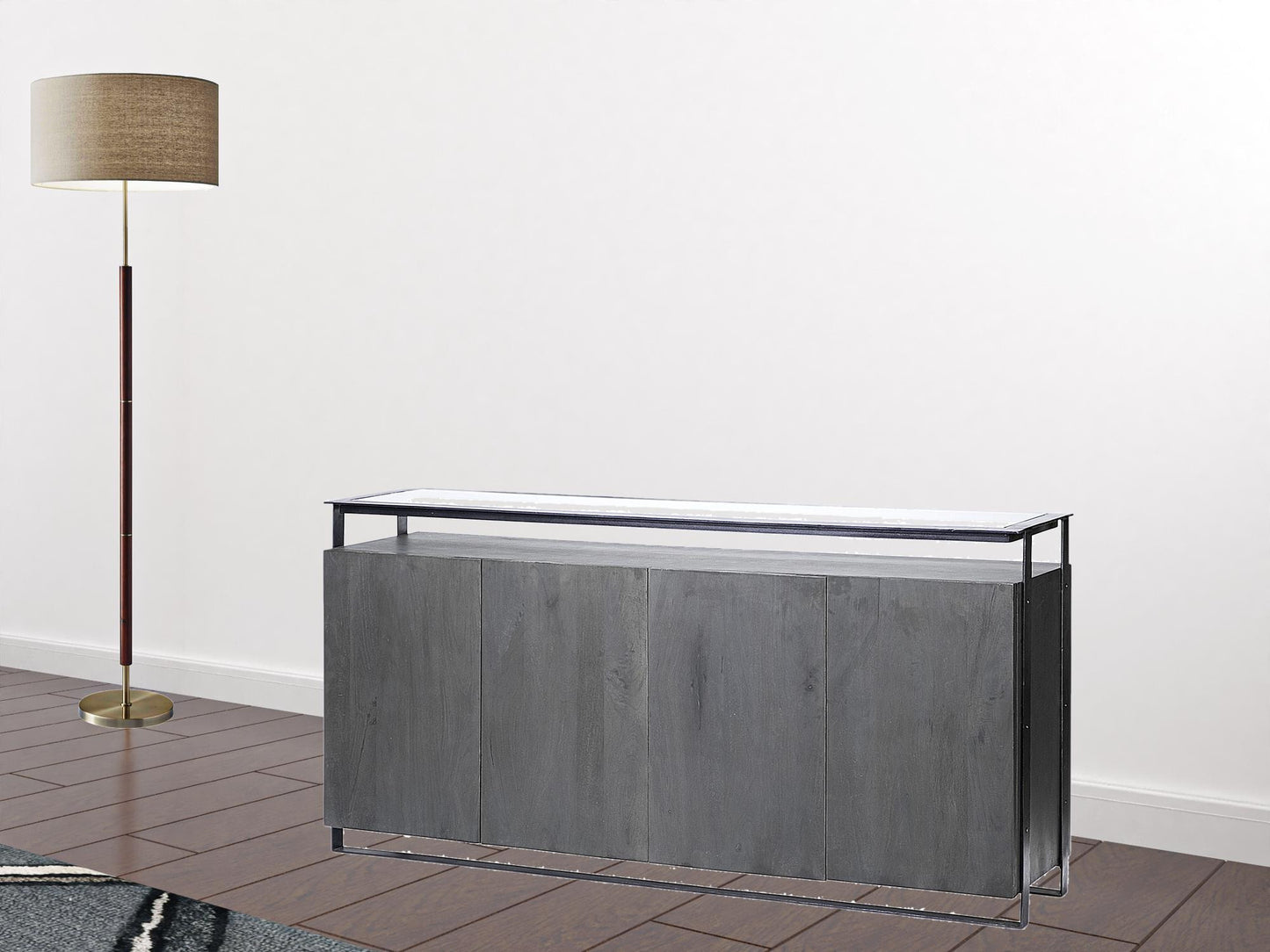 Black And Gray Solid Wood Sideboard By Homeroots | Sideboards | Modishstore - 2