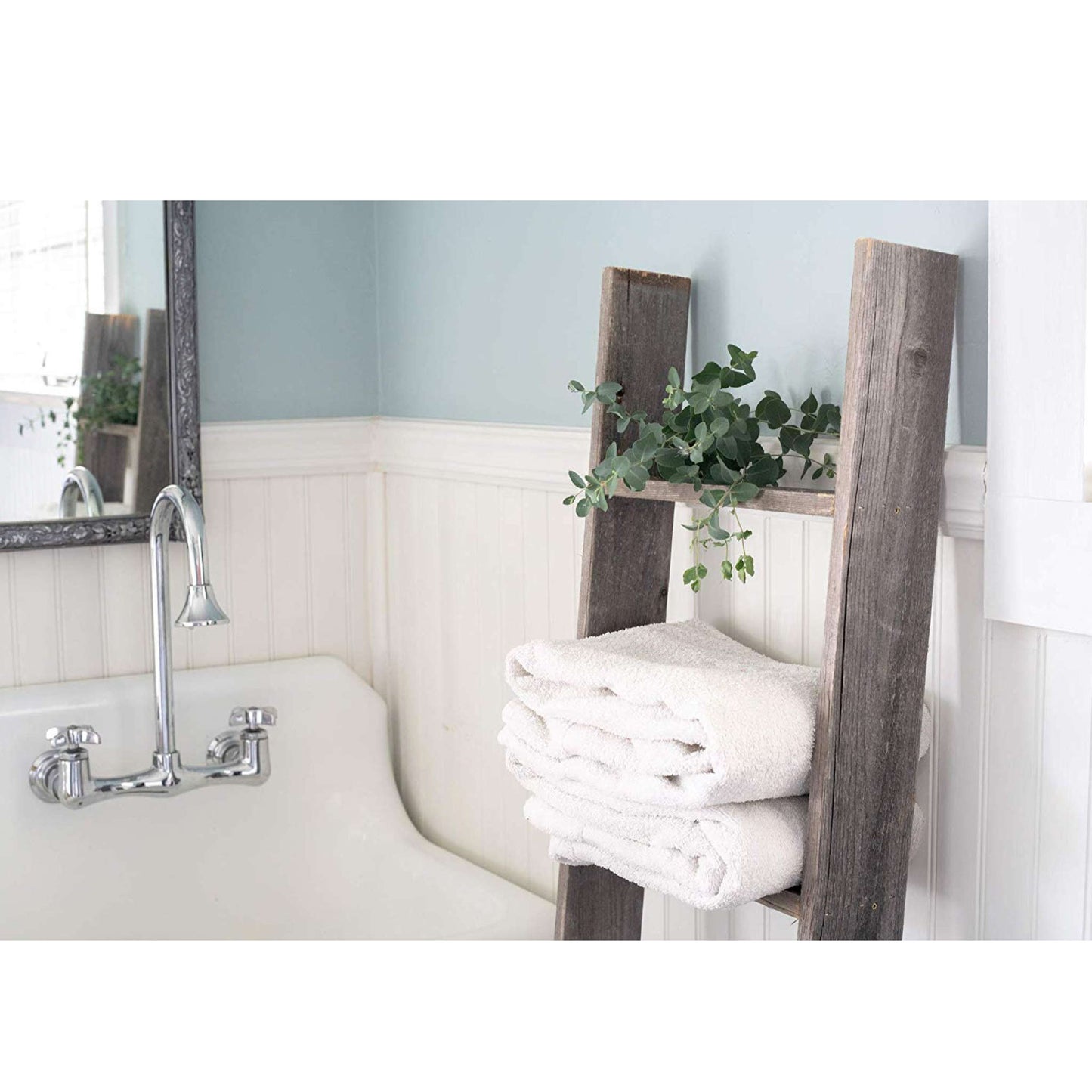 4 Step Rustic Black Wood Ladder Shelf By Homeroots | Wall Decor | Modishstore - 3