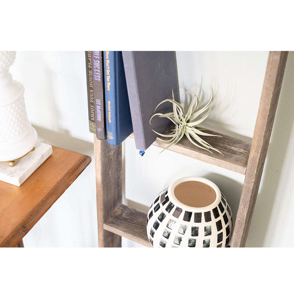 4 Step Rustic Black Wood Ladder Shelf By Homeroots | Wall Decor | Modishstore - 4
