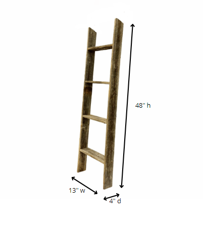 4 Step Rustic Black Wood Ladder Shelf By Homeroots | Wall Decor | Modishstore - 5