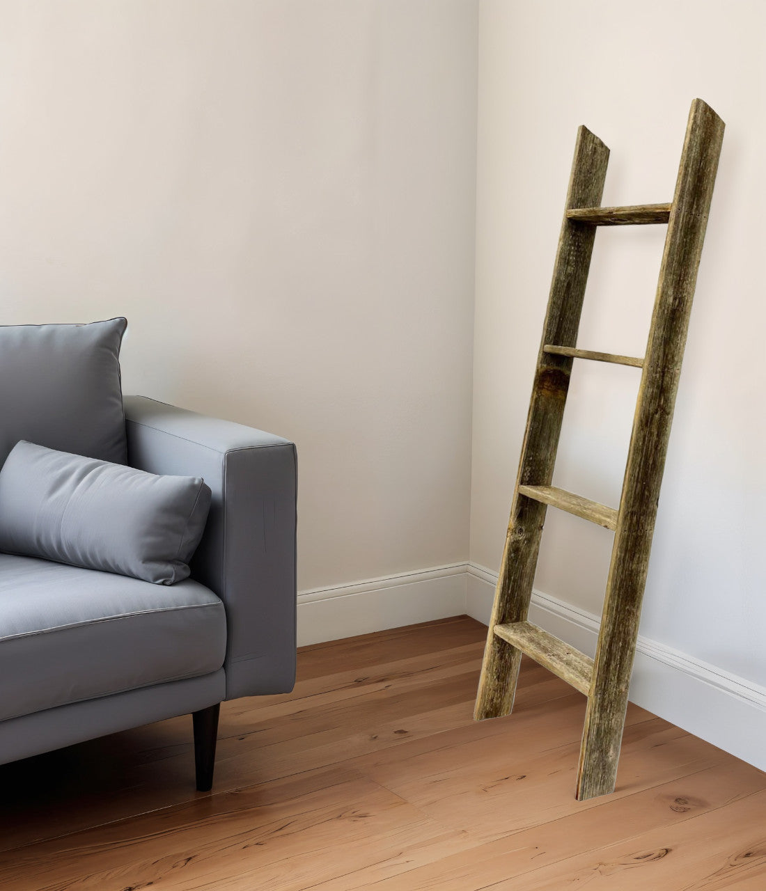 4 Step Rustic Black Wood Ladder Shelf By Homeroots | Wall Decor | Modishstore - 1