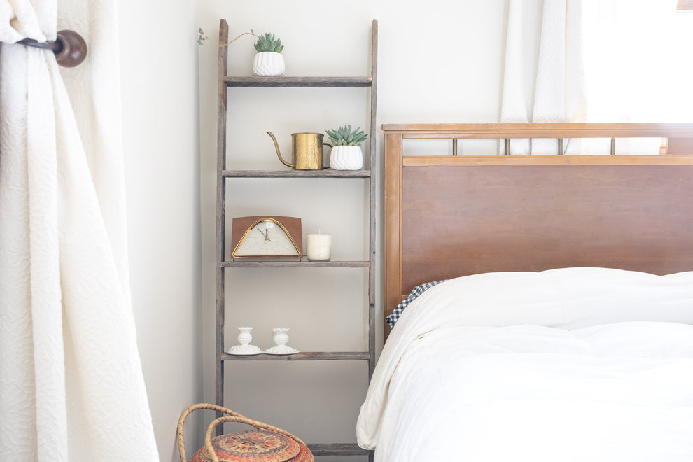 5 Step Rustic Weathered Grey Wood Ladder Shelf By Homeroots | Wall Decor | Modishstore - 3