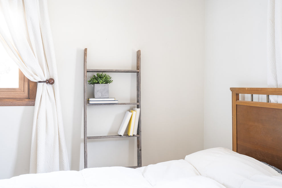 5 Step Rustic Weathered Grey Wood Ladder Shelf By Homeroots | Wall Decor | Modishstore - 4