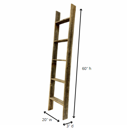 5 Step Rustic Weathered Grey Wood Ladder Shelf By Homeroots | Wall Decor | Modishstore - 7