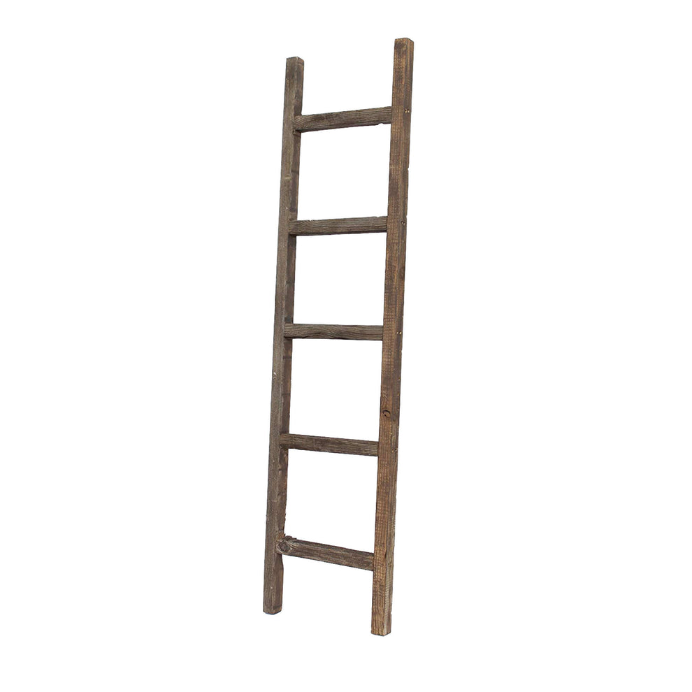 5 Step Rustic Espresso Gray Wood Ladder Shelf By Homeroots | Wall Decor | Modishstore - 8