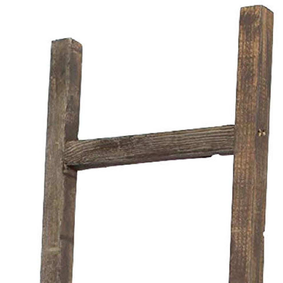 5 Step Rustic Espresso Gray Wood Ladder Shelf By Homeroots | Wall Decor | Modishstore - 2
