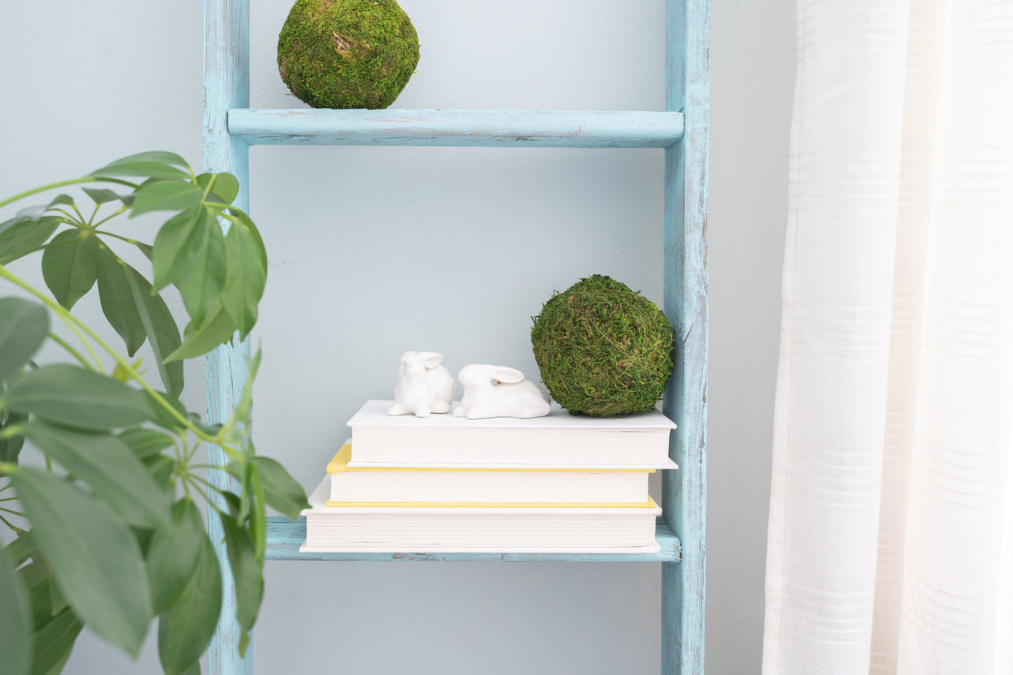 5 Step Rustic Turquoise Wood Ladder Shelf By Homeroots | Wall Decor | Modishstore - 5