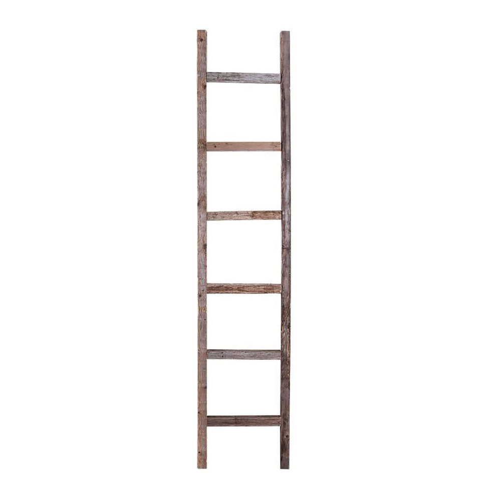 Gray Rustic Seven Step Wood Ladder Shelf By Homeroots | Wall Decor | Modishstore - 2
