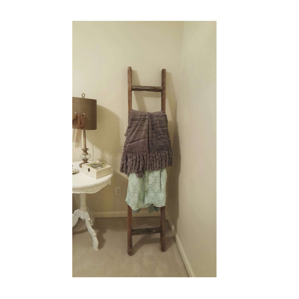 Gray Rustic Seven Step Wood Ladder Shelf By Homeroots | Wall Decor | Modishstore - 5