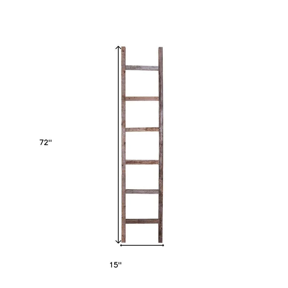 Gray Rustic Seven Step Wood Ladder Shelf By Homeroots | Wall Decor | Modishstore - 7