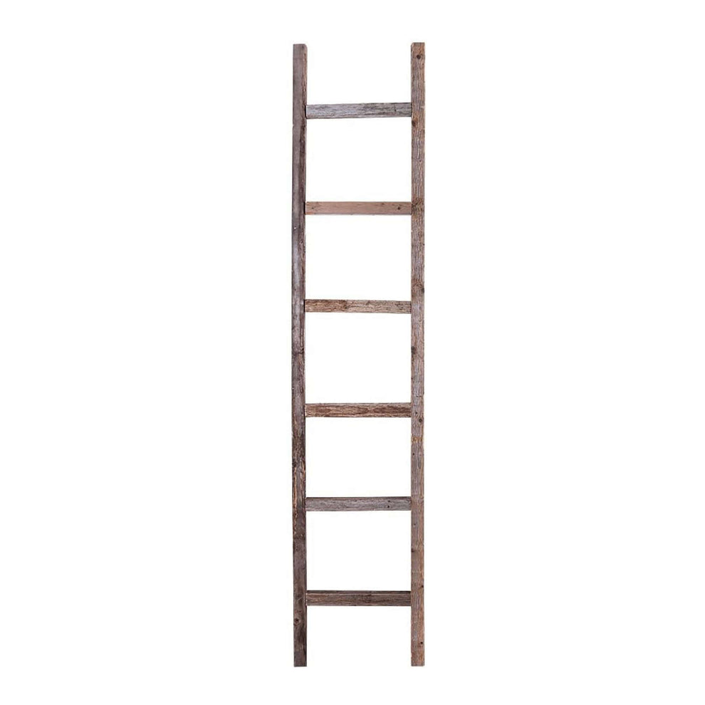 Gray Rustic Seven Step Wood Ladder Shelf By Homeroots | Wall Decor | Modishstore - 6