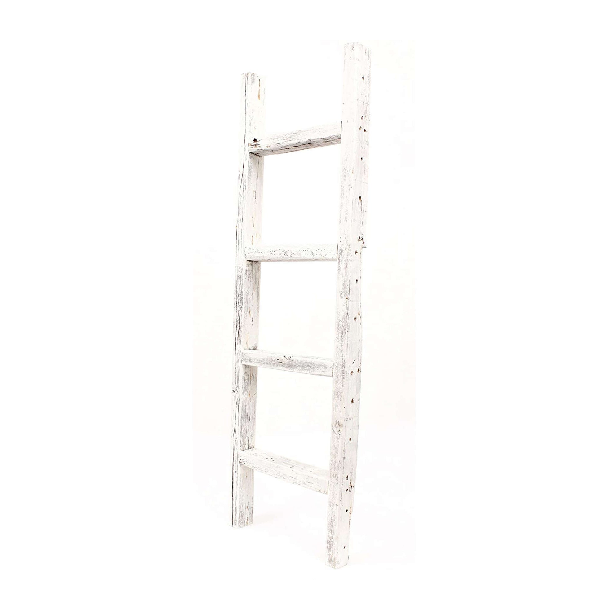 4 Step Rustic White Wood Ladder Shelf By Homeroots | Wall Decor | Modishstore - 3