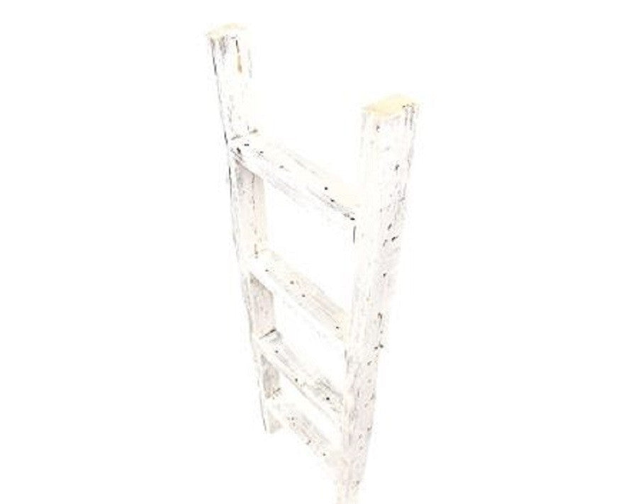 4 Step Rustic White Wood Ladder Shelf By Homeroots | Wall Decor | Modishstore - 1