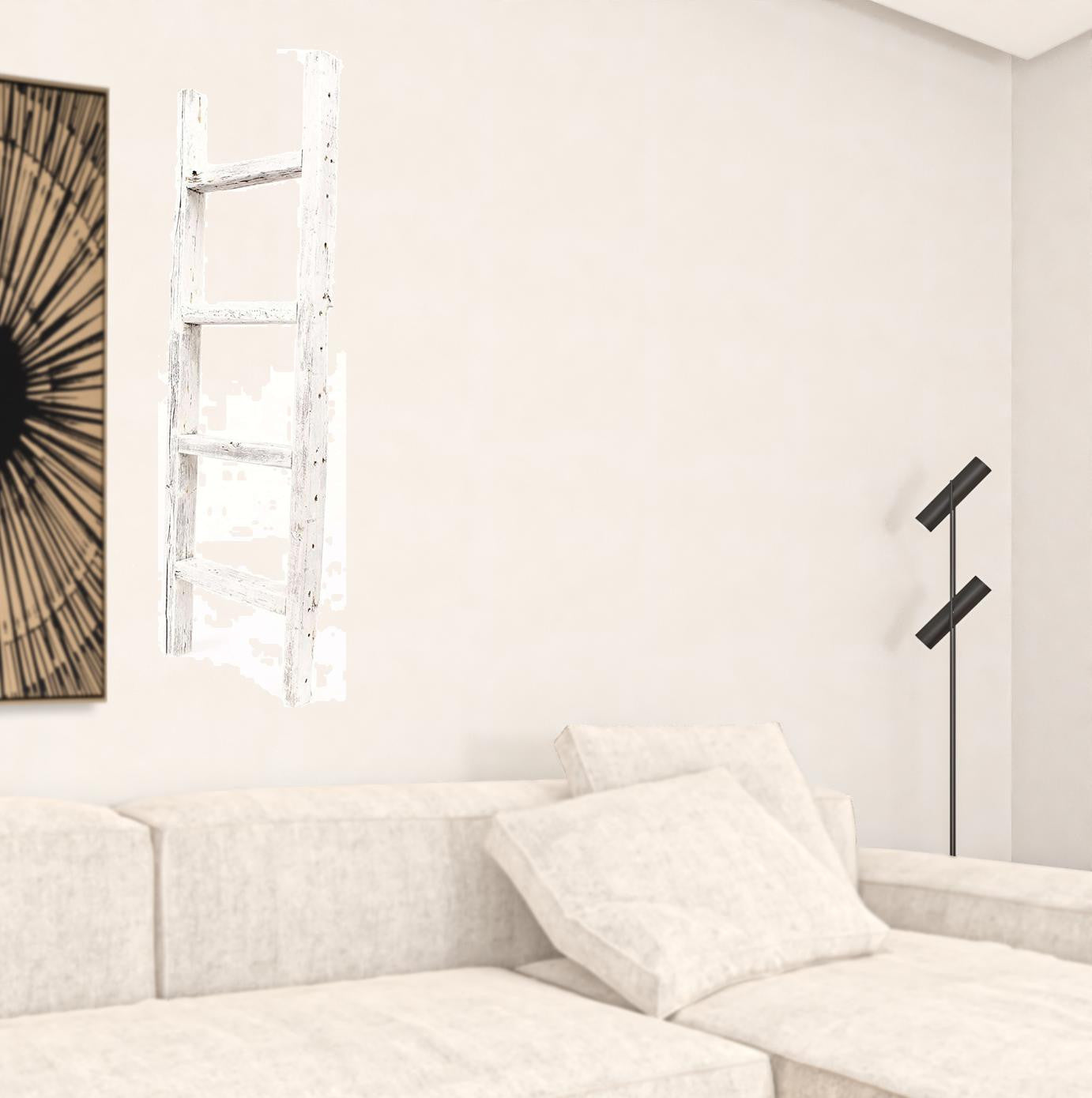 4 Step Rustic White Wood Ladder Shelf By Homeroots | Wall Decor | Modishstore - 2