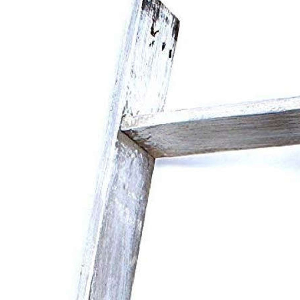 Whitewash Rustic Four Step Wood Ladder Shelf By Homeroots | Wall Decor | Modishstore - 3