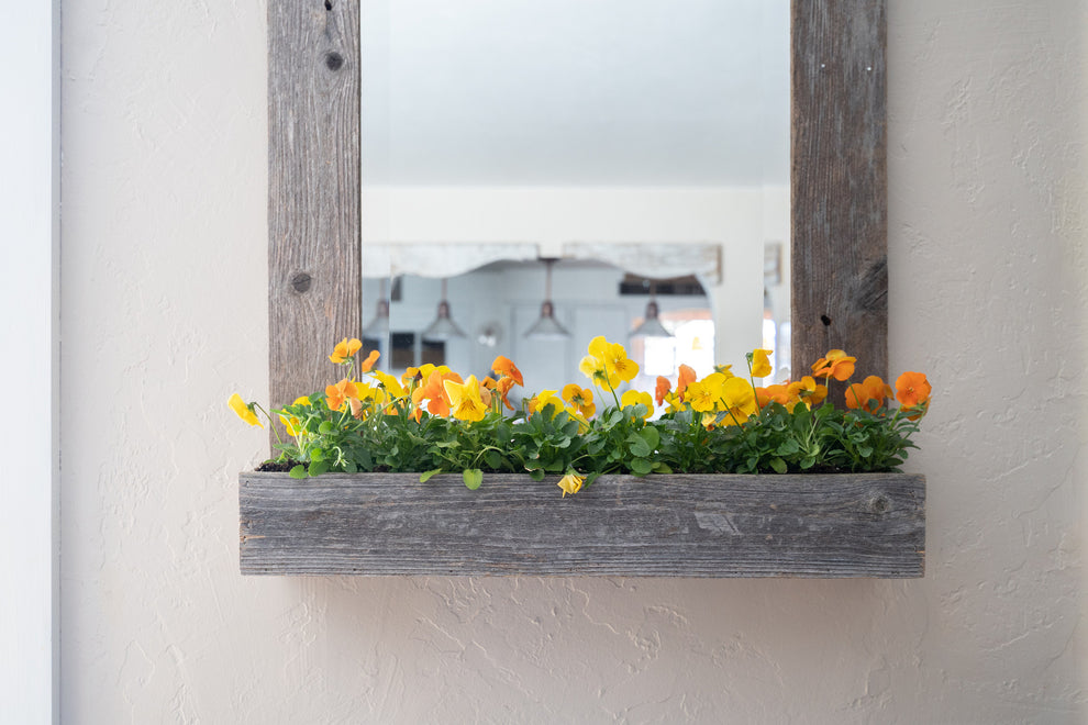 Rustic Weathered Gray Reclaimed Wood Plank Mirror With Shelf By Homeroots | Wall Decor | Modishstore - 6