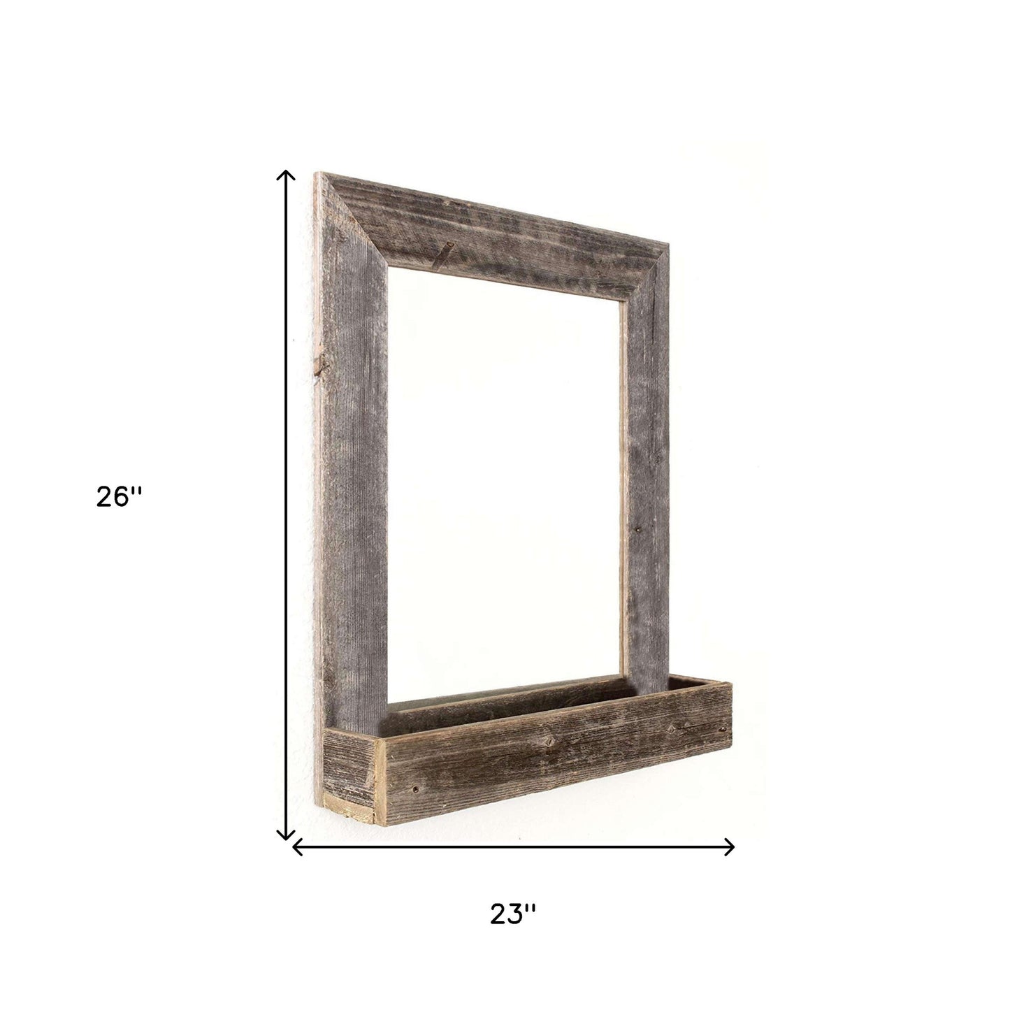 Rustic Weathered Gray Reclaimed Wood Plank Mirror With Shelf By Homeroots | Wall Decor | Modishstore - 7