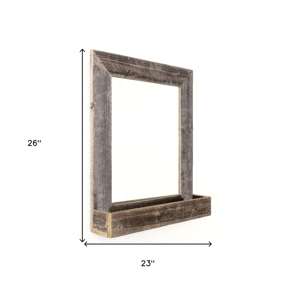 Rustic Weathered Gray Reclaimed Wood Plank Mirror With Shelf By Homeroots | Wall Decor | Modishstore - 7