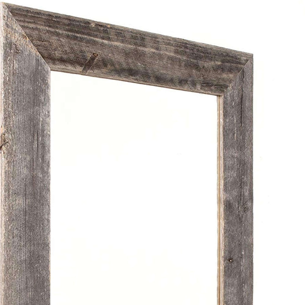 Rustic Weathered Gray Reclaimed Wood Plank Mirror With Shelf By Homeroots | Wall Decor | Modishstore - 3