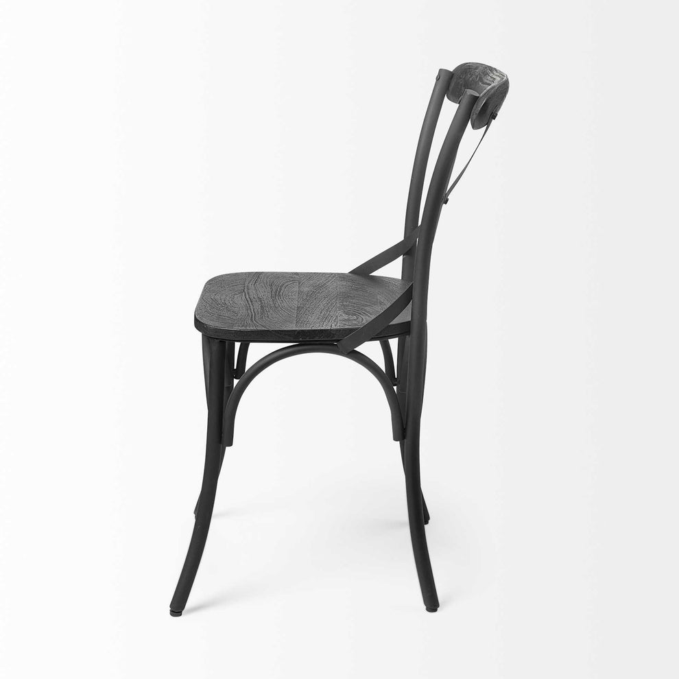 Set Of Two Black Wood Cross Back Side Chairs By Homeroots | Dining Chairs | Modishstore - 4