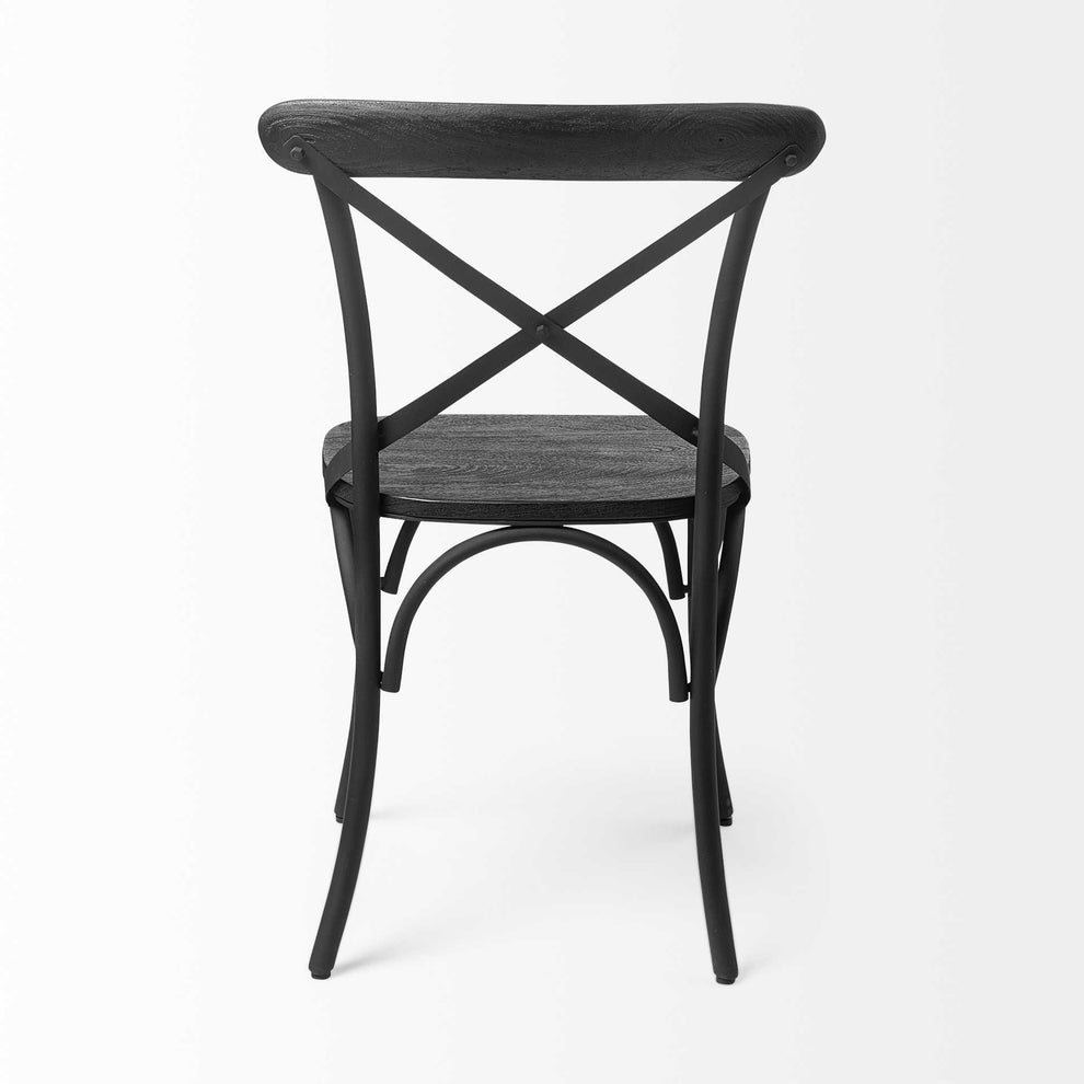 Set Of Two Black Wood Cross Back Side Chairs By Homeroots | Dining Chairs | Modishstore - 5