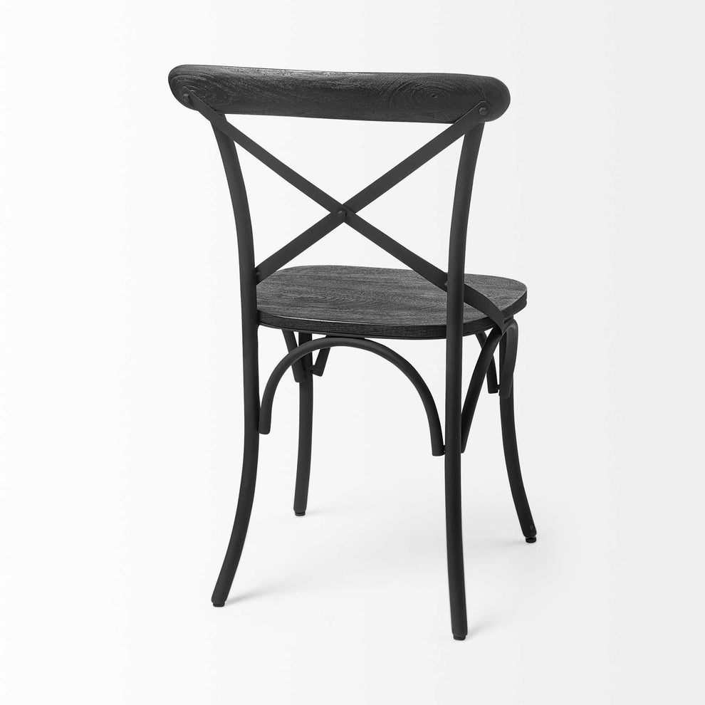 Set Of Two Black Wood Cross Back Side Chairs By Homeroots | Dining Chairs | Modishstore - 6