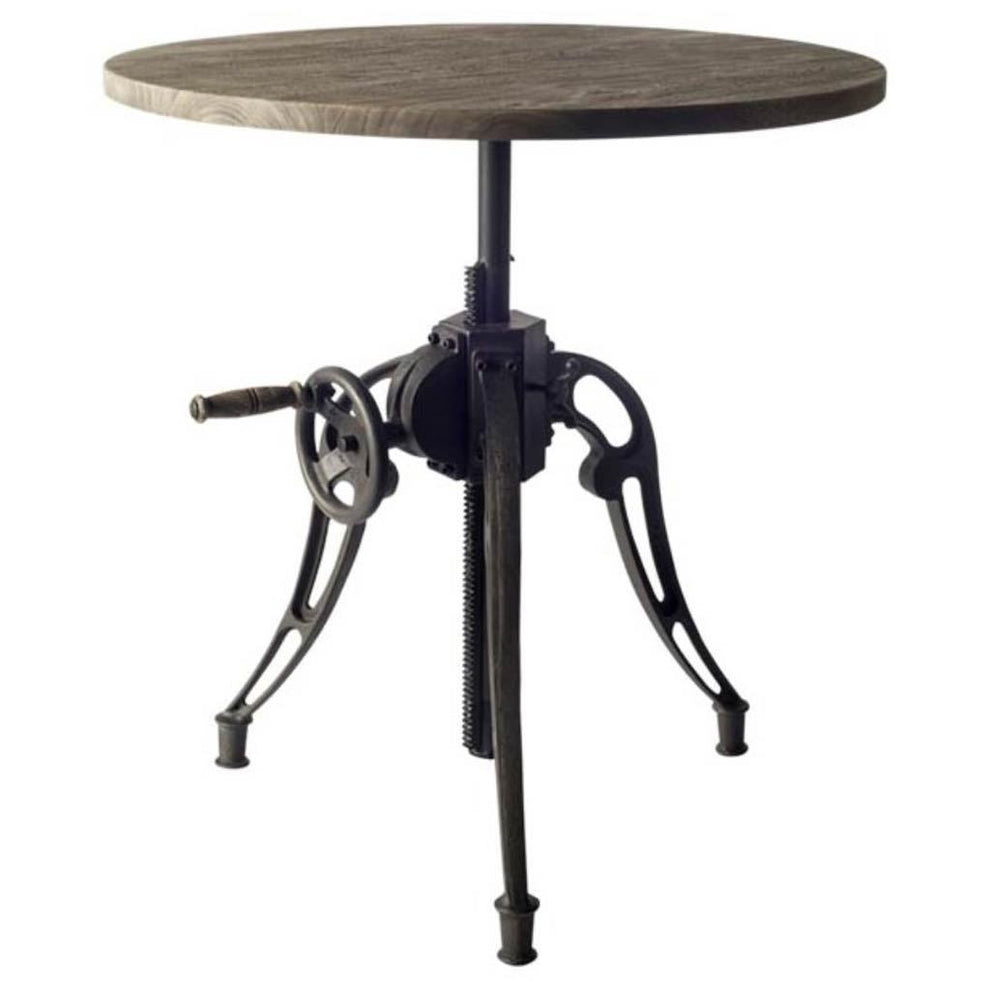 Gray And Black Rounded Solid Wood And Metal Three Leg Base Dining Table By Homeroots | Dining Tables | Modishstore - 2