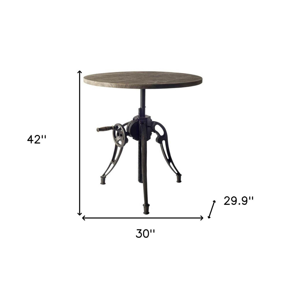 Gray And Black Rounded Solid Wood And Metal Three Leg Base Dining Table By Homeroots | Dining Tables | Modishstore - 5