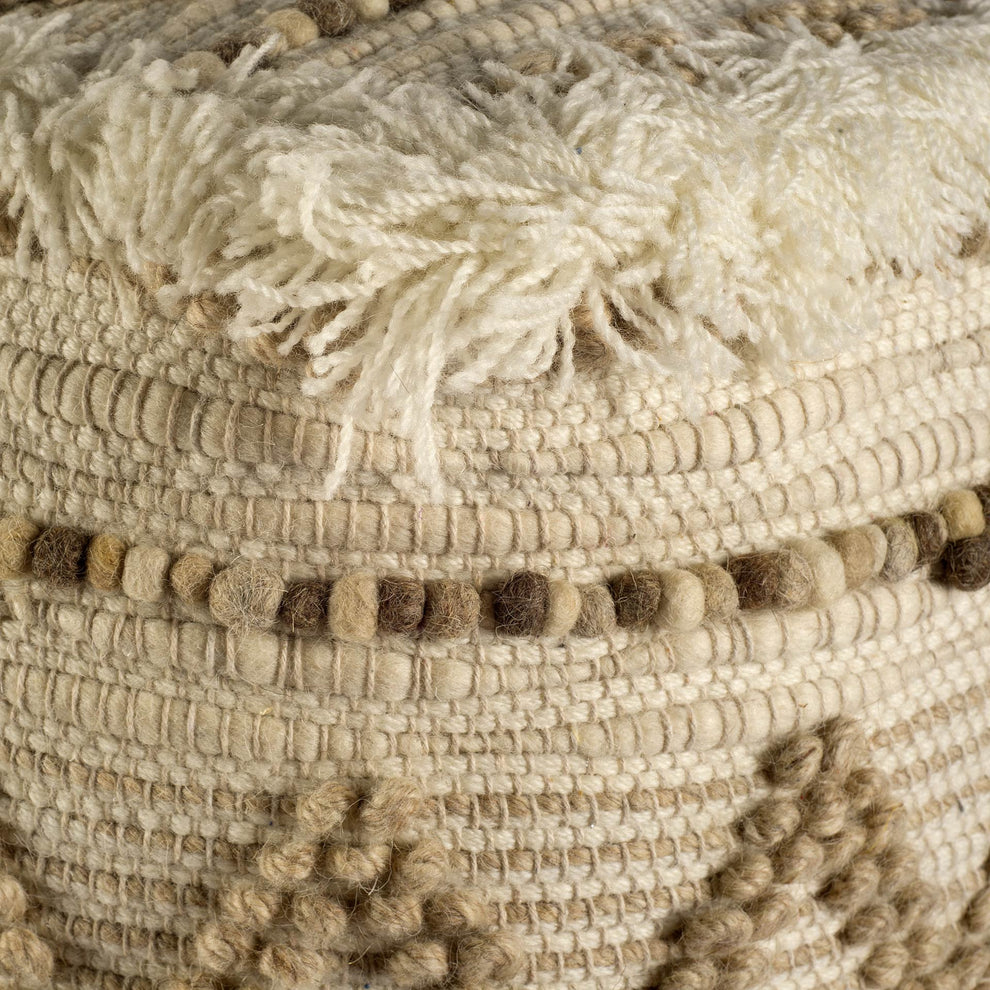 Beige Cotton Blend Ottoman By Homeroots | Ottomans | Modishstore - 7