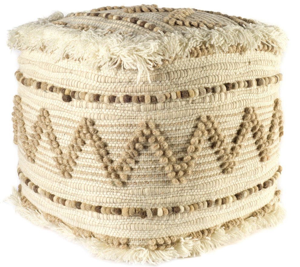 Beige Cotton Blend Ottoman By Homeroots | Ottomans | Modishstore - 4