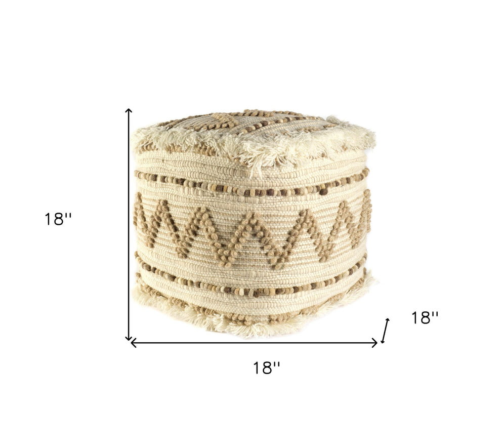 Beige Cotton Blend Ottoman By Homeroots | Ottomans | Modishstore - 6
