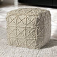 Ivory Wool Geometric Cube Ottoman By Homeroots | Ottomans | Modishstore - 2