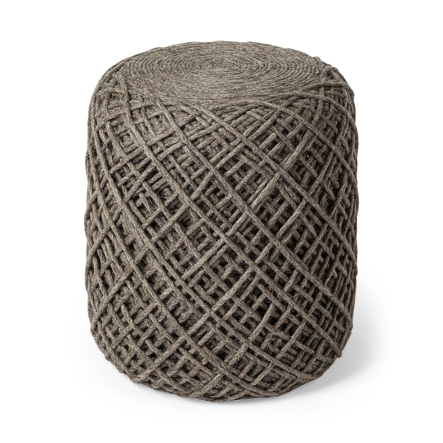Brown Abstract Pouf Ottoman By Homeroots | Ottomans | Modishstore - 1
