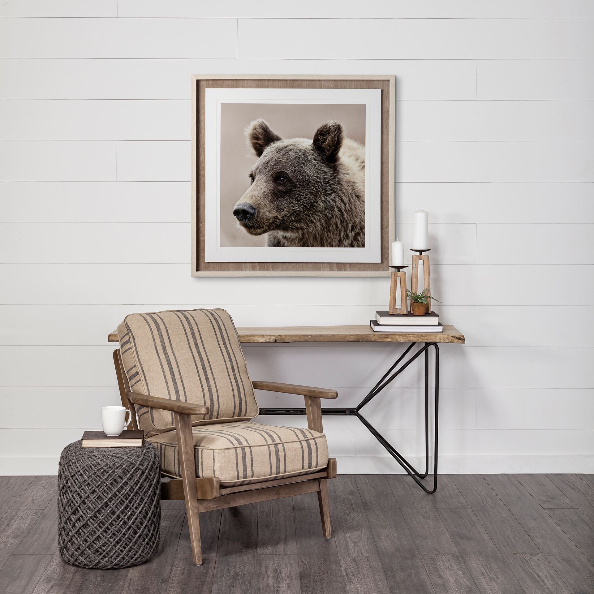 Gray Abstract Pouf Ottoman By Homeroots | Ottomans | Modishstore - 7