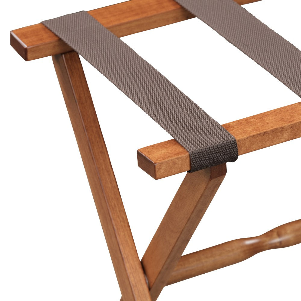 Hotel Light Walnut Folding Luggage Rack With 4 Straps By Homeroots | Nightstands | Modishstore - 5