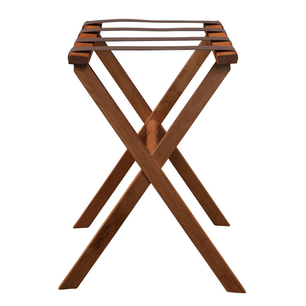 Hotel Light Walnut Folding Luggage Rack With 4 Straps By Homeroots | Nightstands | Modishstore - 3