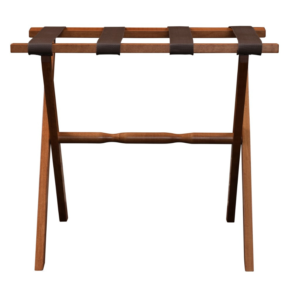 Hotel Light Walnut Folding Luggage Rack With 4 Straps By Homeroots | Nightstands | Modishstore - 4