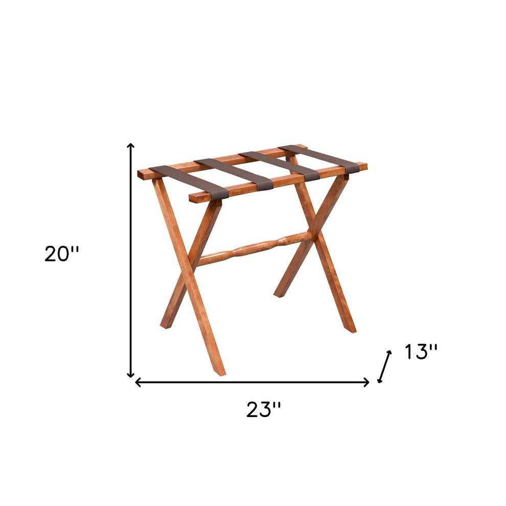 Hotel Light Walnut Folding Luggage Rack With 4 Straps By Homeroots | Nightstands | Modishstore - 8