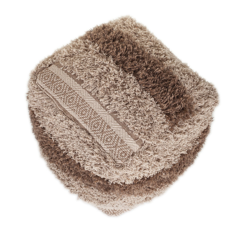 Boho Shaggy Khaki Textured Pouf By Homeroots | Ottomans | Modishstore - 4